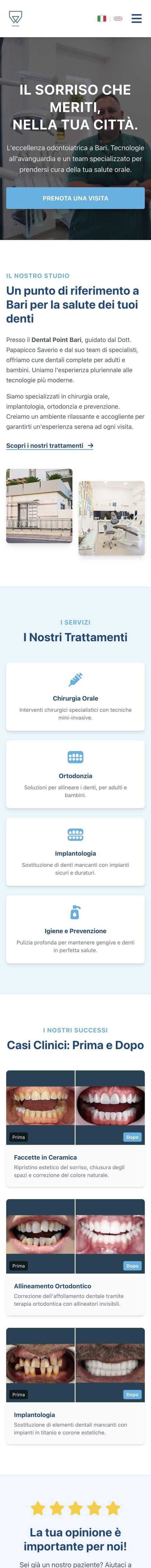 Il sito di Dental Point su telefono